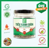 Tiêu Xanh Giòn Bầu Mây - Tiêu Ăn Liền - Cấp Độ Cay 6/6 - Hũ 20g - Hồ Tiêu Vùng Trồng Đạt chuẩn quốc tế GLOBALG.A.P.